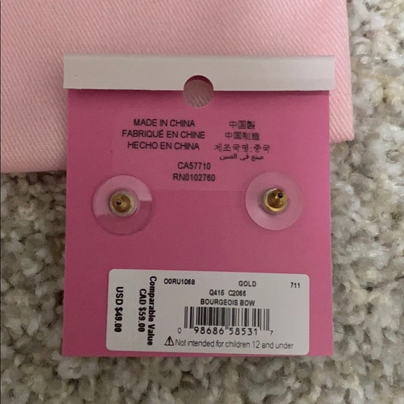 NWT Kate Spade Gold Bourgeois Bow Earrings - Picture 4 of 5